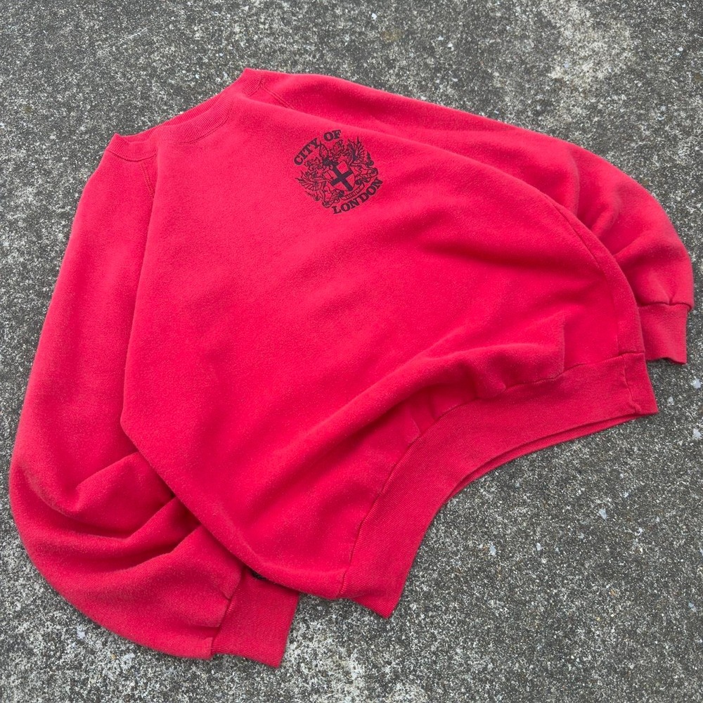 Vintage 90s Blues London Crest Crewneck Sweatshirt Streetwear Red XL f1